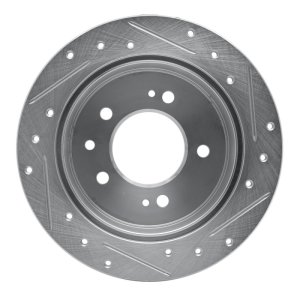 Hyundai Elantra Brake Rotor (1) - Rear Left - R1 Concepts - Drilled & Slotted - Silver - `07-`10